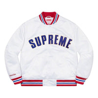 Supreme x Mitchell & Ness Satin Varsity Jacket 'White Blue Red' SUP-SS21-643
