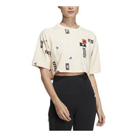 (WMNS) adidas Logo Short Sleeve Top 'Beige Black' HM5295