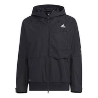 adidas Solid Color Big Pocket Sports Hooded Jacket Men's Black HN9037