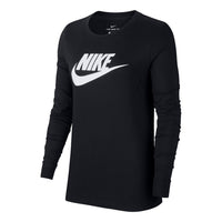 (WMNS) Nike Sportswear Classic Logo Printing Round Neck Long Sleeves Black T-Shirt BV6172-010