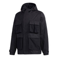 adidas TH WB JKT Multiple Pockets Sports hooded Windbreaker Jacket Black GF4019