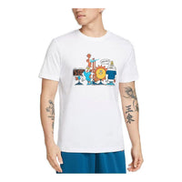 Men's Nike Cartoon Printing Cozy Round Neck Casual Short Sleeve White T-Shirt DN3004-100