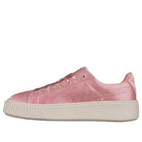 (WMNS) PUMA Basket Platform Satin Pink Lace Up 'Pink' 365719-01