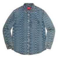 Supreme Warp Jacquard Logos Denim Shirt 'Teal White' SUP-SS21-697