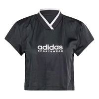(WMNS) adidas Tiro Colorblock Crop T-Shirt 'Black' IB4758