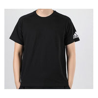 adidas Alphabet Logo Casual Sports Round Neck Short Sleeve Black FL3949