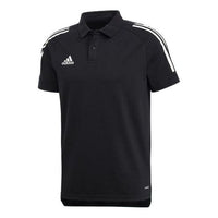 adidas Logo Embroidered Stripe Sports Short Sleeve Black Polo Shirt ED9249