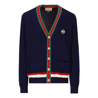Gucci Logo Embroidery Cardigan 'Blue' 752251XKC9O4437