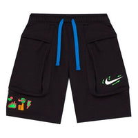 (GS) Nike Solid Color Cartoon Pattern Casual Lacing Cargo Shorts Boy Black DV3327-010
