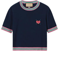 (WMNS) Gucci Fine Knit Sweater With Embroidery 'Navy' 782254-XKD0I-4215