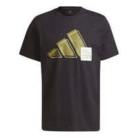 adidas 3bar Logo Tee Logo Printing Sports Round Neck Short Sleeve Black GU3643