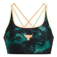 (WMNS) Under Armour Project Rock Crossback Sports Bra 'Green Black' 1377953-722