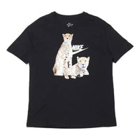 (WMNS) Nike Round Neck Printing Casual Sports Short Sleeve Black DD1486-010