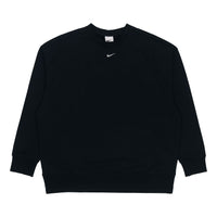 (WMNS) Nike Solid Color Logo Knit Round Neck Pullover Black Hoodie DD5468-010