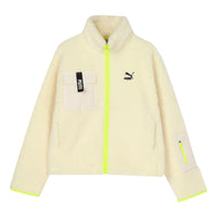 (WMNS) PUMA Trail sherpa FZ Jacket Minimalistic logo lamb's wool Zipper Creamy White 928727-01