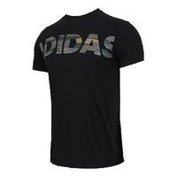 adidas Logo Large Alphabet Printing Short Sleeve Black DZ1989