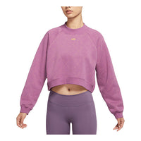 (WMNS) Nike Athleisure Casual Sports Fleece Lined Short Round Neck Pullover Purple Red Hoodie Violet DM7281-507