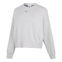 (WMNS) Nike Logo Loose Sports Round Neck Pullover Gray Hoodie DJ6938-094