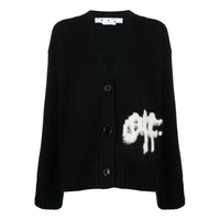 (WMNS) Off-White Logo Intarsia Cardigan 'Black White' OWHB031F22KNI0011001