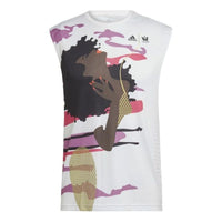 adidas Printing Pattern Round Neck Pullover Sleeveless White Vest HN9440