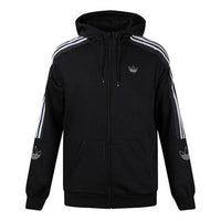 Men's adidas originals Outline Fzh Flc Hooded Sports Zipper Jacket Black ED4693