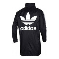adidas originals Back logo Printed Hooded Casual Windbreaker Men Black FL0011