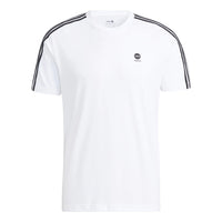 Men's adidas neo Contrasting Colors Stripe Athleisure Casual Sports Short Sleeve White T-Shirt HD4665