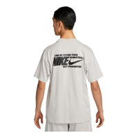 Men's Nike Solid Color Ribbed Collar Back Printing Short Sleeve Gray T-Shirt DZ3028-012