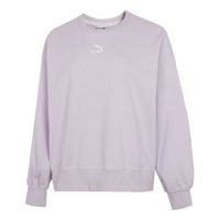 (WMNS) PUMA Logo Embroidery Round-Neck SweatshirtPurple 535327-17