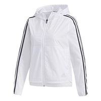 (WMNS) adidas Three Stripes Printing Hooded Jacket 'White Black' FM9257