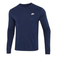 Men's Nike Embroidered Logo Solid Color Sports Running Long Sleeves Blue T-Shirt AR5194-410