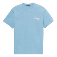 Men's Balenciaga Political Campaign Printing Version Round Neck Short Sleeve Blue 570803TBV425840