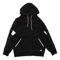 adidas St Kn Block Jkt Sports Training Knit hooded Logo Jacket Black H40195