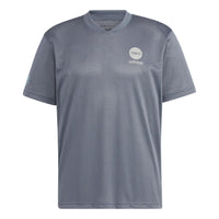 Men's adidas neo Bb Mesh Tee Alphabet Pattern Printing Pullover Short Sleeve Gray T-Shirt HM2045