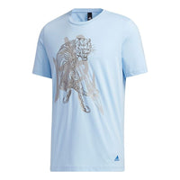 adidas Wj Gfx Tee Series Printing Sports Round Neck Short Sleeve Blue GF4057
