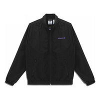 Men's adidas originals Printing Alphabet Stand Collar Long Sleeves Sports Jacket Black HN0397