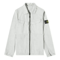 STONE ISLAND Brushed Cotton Canvas Zip Overshirt 'Pearl Grey' 7715101WN-V0161