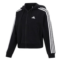 (WMNS) adidas 3-Stripes French Terry Bomber Full-Zip Hoodie Jackets 'Black White' IC8781