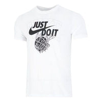 Men's Nike Just Do It Logo Alphabet Printing Round Neck Short Sleeve White T-Shirt DR7640-100