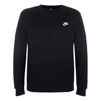 Men's Nike Sportswear Club Crew FT Casual Sports Round Neck Pullover Long Sleeves Black BV2666-010