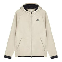 New Balance Logo Sportswear Tech Fleece Windrunner Jacket 'Cream White Black' AMJ21178-AL