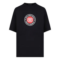 Men's Balenciaga BLogo Printing Short Sleeve Black 612966TJVD61000