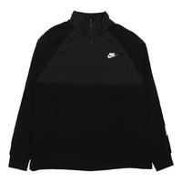 Nike Sportswear Hybrid Fleece Lined Large Logo Zipper Cardigan Splicing Pullover Black CJ4419-010