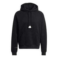 Men's adidas Solid Color Logo Hooded Loose Long Sleeves Black HN1952