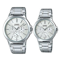 CASIO DRESS Series Business Waterproofes Couple Quartz Stainless Steel Strap Silver Analog MTP-V300D-7A<P-V300D-7A