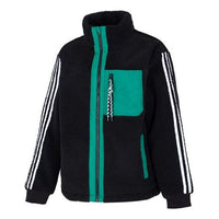 Men's adidas Util Jkt Pad2 Sports Windproof Stripe Stay Warm Jacket Black HN4772