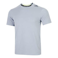 Men's adidas Stripe Logo Sports Training Round Neck Short Sleeve Blue T-Shirt HC4239