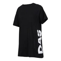 (WMNS) adidas Side Large Alphabet Printing Short Sleeve Black DV0752