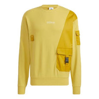 Men's adidas originals Contrasting Colors Big Pocket Splicing Knit Sports Round Neck Pullover Yellow HC0368