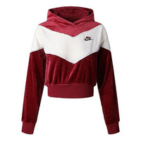 (WMNS) Nike Splicing Hooded Knitting Short Sweatshirt Red BV5055-677